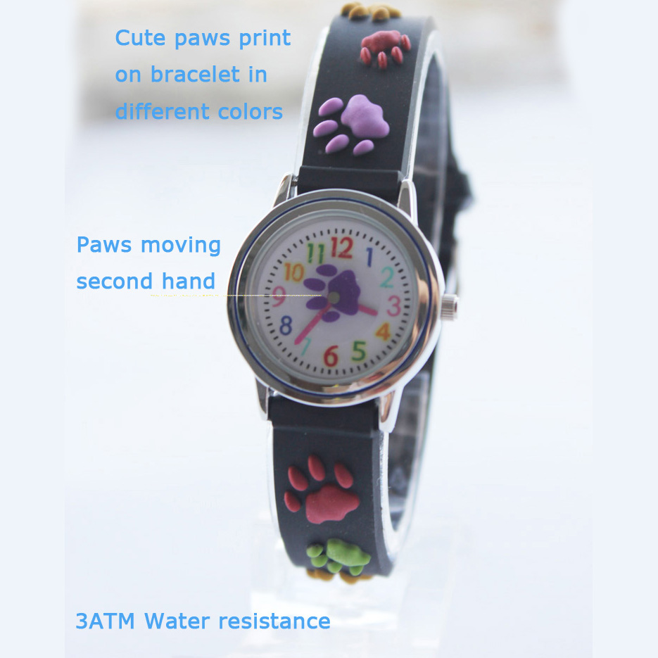 Child watch with 3D paws NT6383- Black 