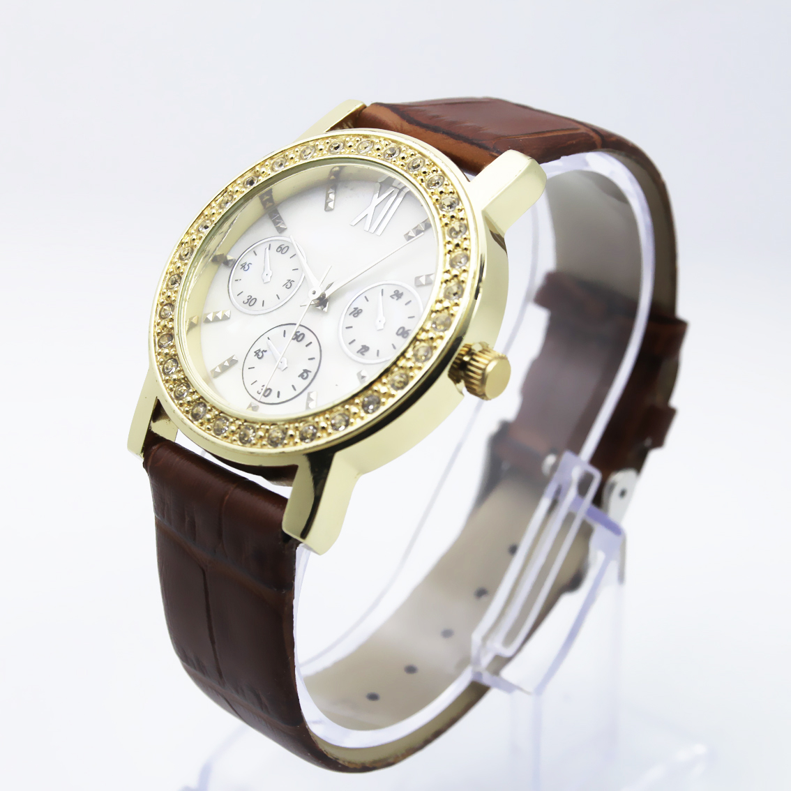 #02046Men's wristwatch quartz analog leather strap watch - 副本