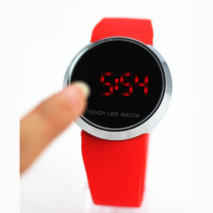 Touch screen LED watch NT6351 with alloy case -Red