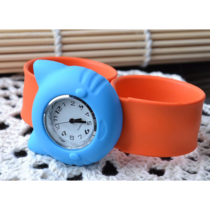 slap watch, slap on watch, silicone snap watch- 7028 little cat watch