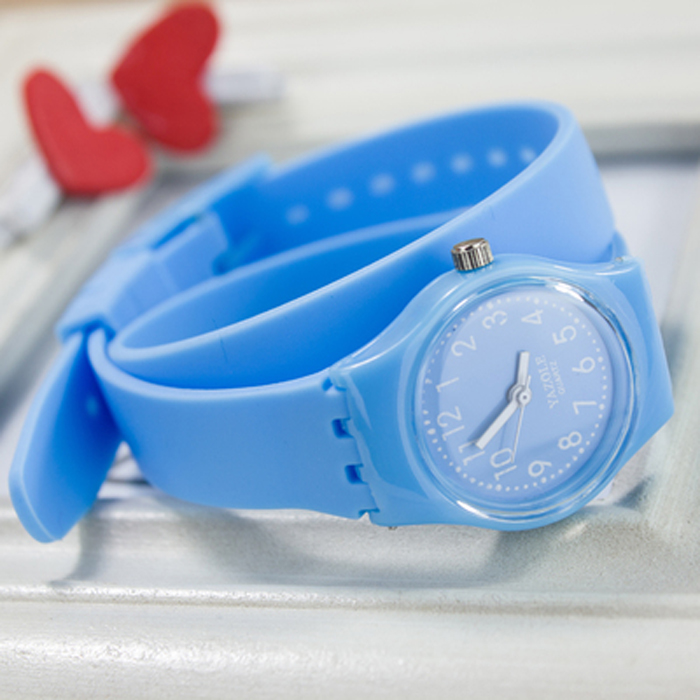 Silicone long strap watch NT6389 - Blue
