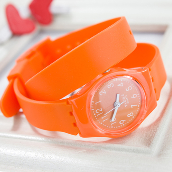 Silicone long strap watch NT6389 - Orange
