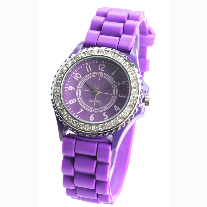 Geneva silicone watch NT6345 - with shining stones - purple
