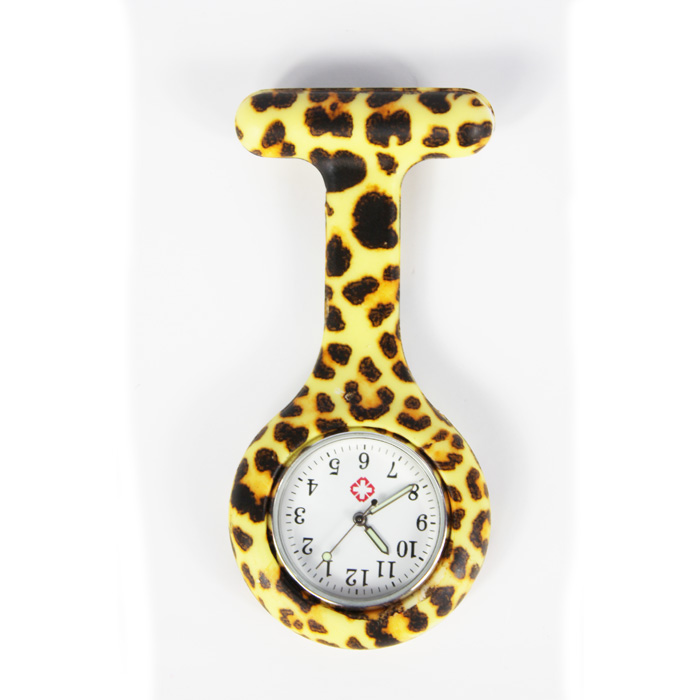 silicone nurse watch with motifis , hydrographics transfer printing -leopard print