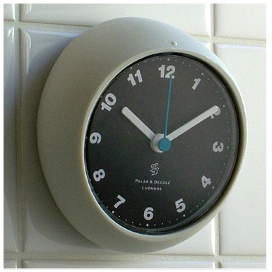 vintage wall clock, vilatic style, unique shape-- White