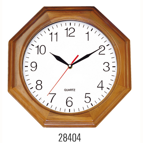 Wooden wall clock 28404 , Octagonal shape wood wall clock 