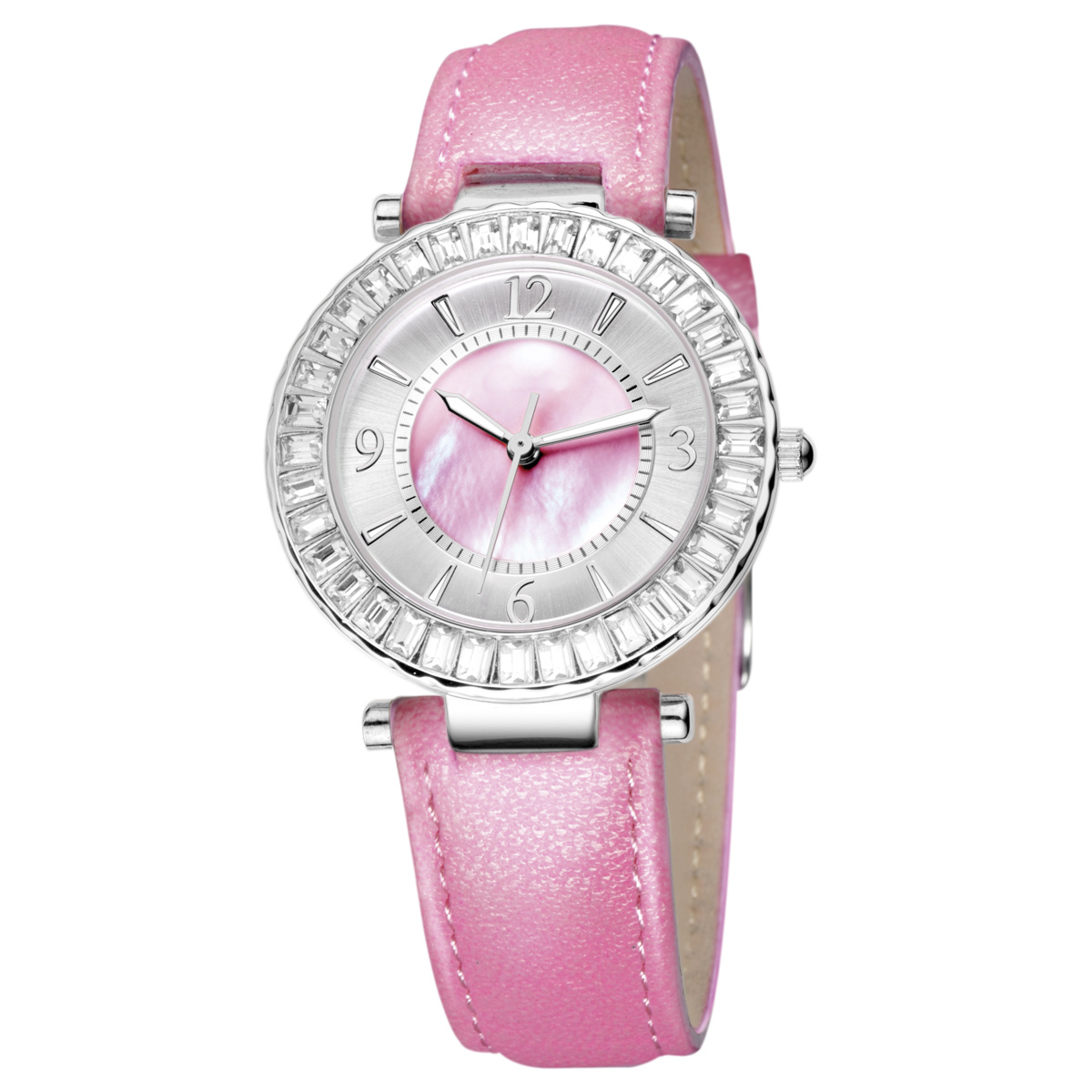 #2501-leather lady's watch with customized logo and colors - Pink