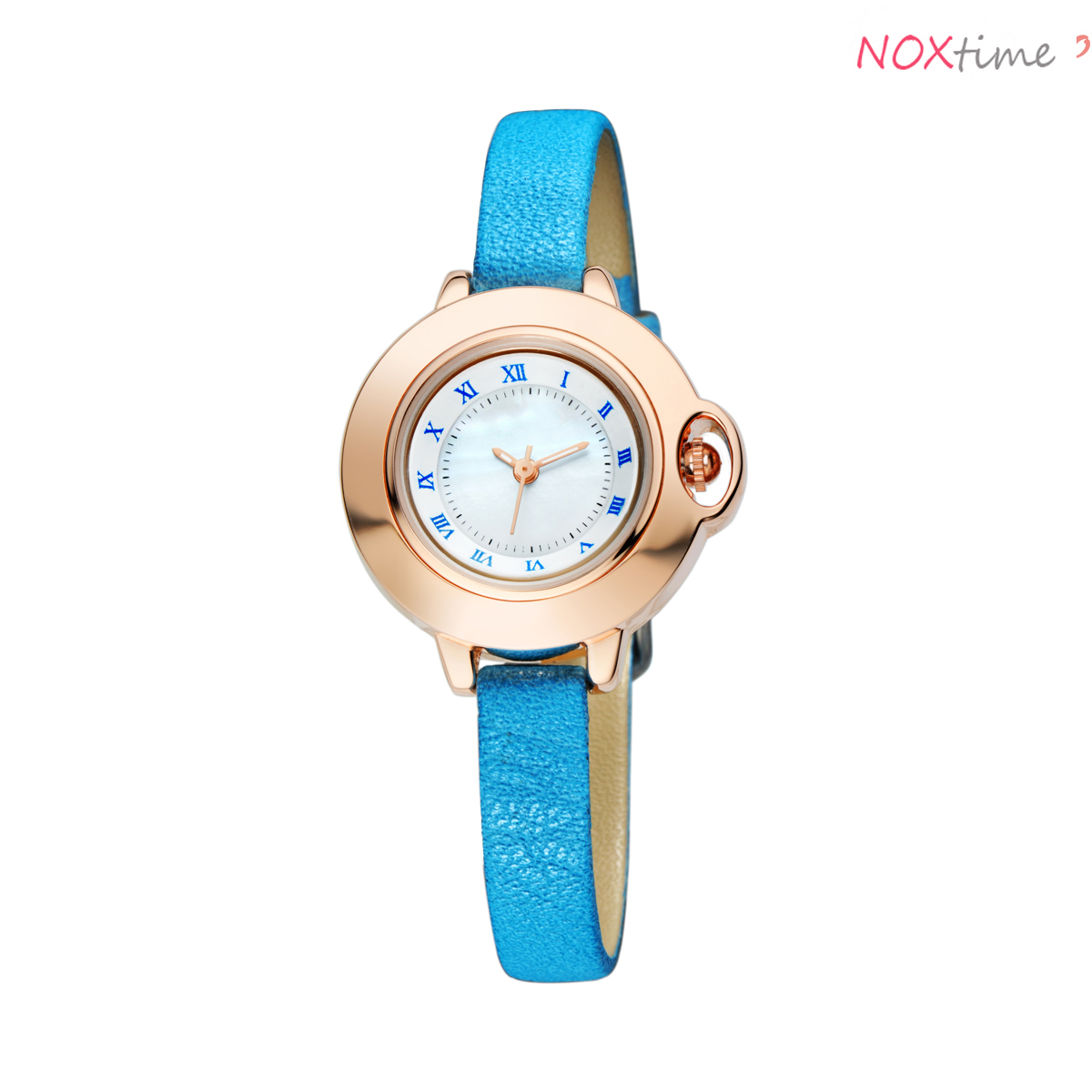 #2515 Alienwork Quartz Watch stylish Wristwatch elegant nacre Leather torquise