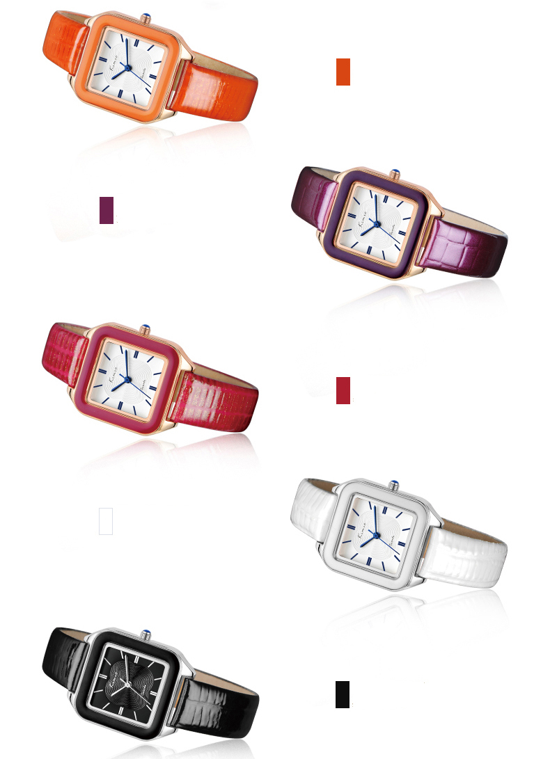 #2518 Square case Women's Fashion Leisure PU Leather Glitter Band Analog Quartz Wrist Watches