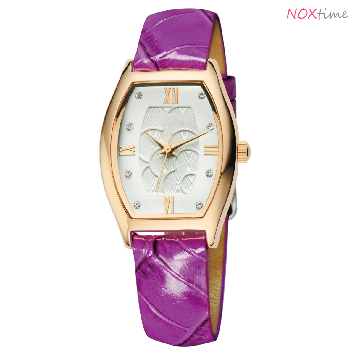 #2525 Women's Elegant Leisure PU Leather Band Roman Number Quartz Wrist Watch - purple