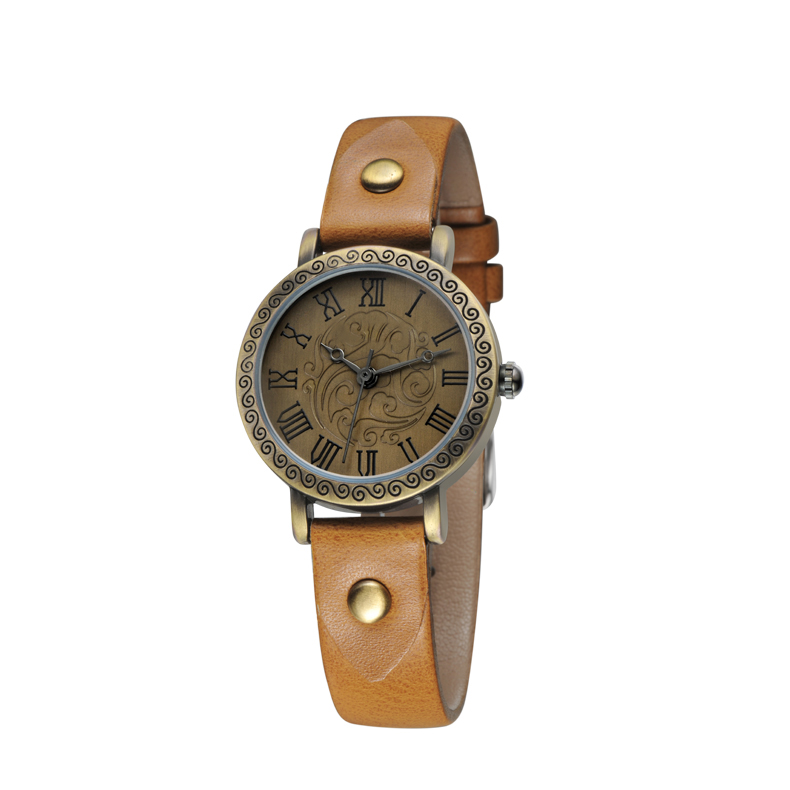 #2529 Leather strap lady's watch gift for women - coffee brown