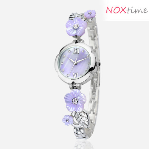 #2483  Ladies' flower watch simple and small size  - purple flower watch