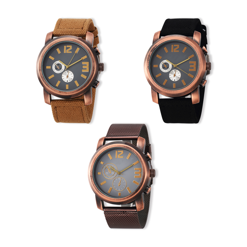 #3608 Men's wrist watch quartz analog textile strap