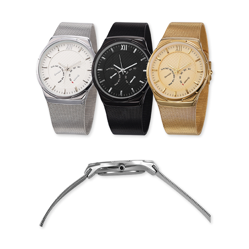 #3629 Men's wristwatch quartz analog milanaise armband