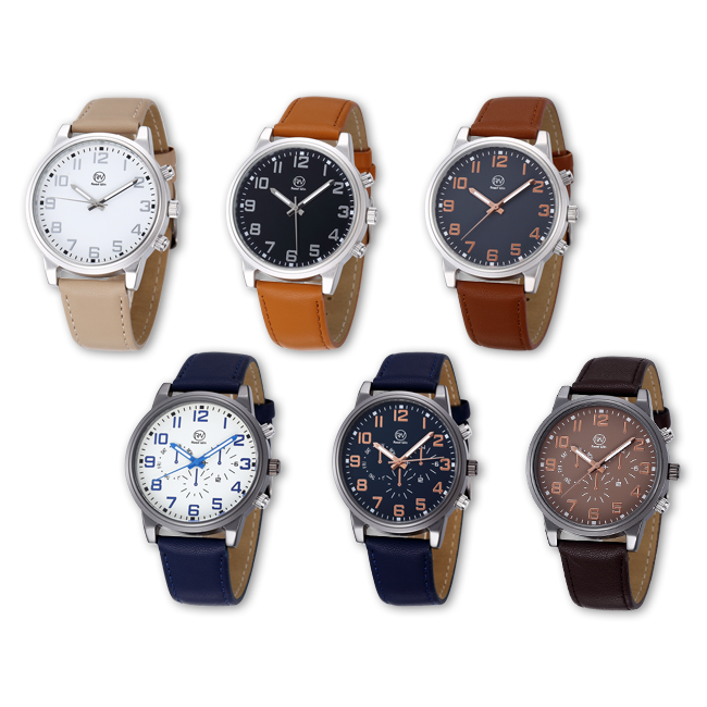 #4306 Men's wristwatch quartz analog PU leather brand 