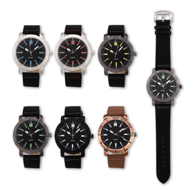 #4306 Men's wristwatch quartz analog leather brand