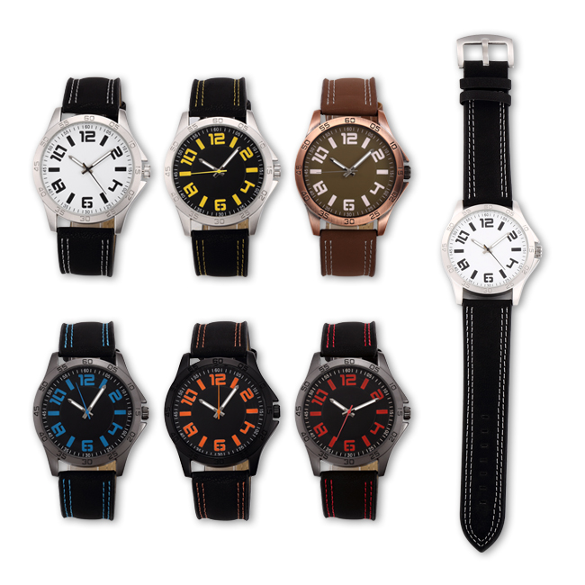 #4313 Men's wristwatch quartz analog leather brand  light hand