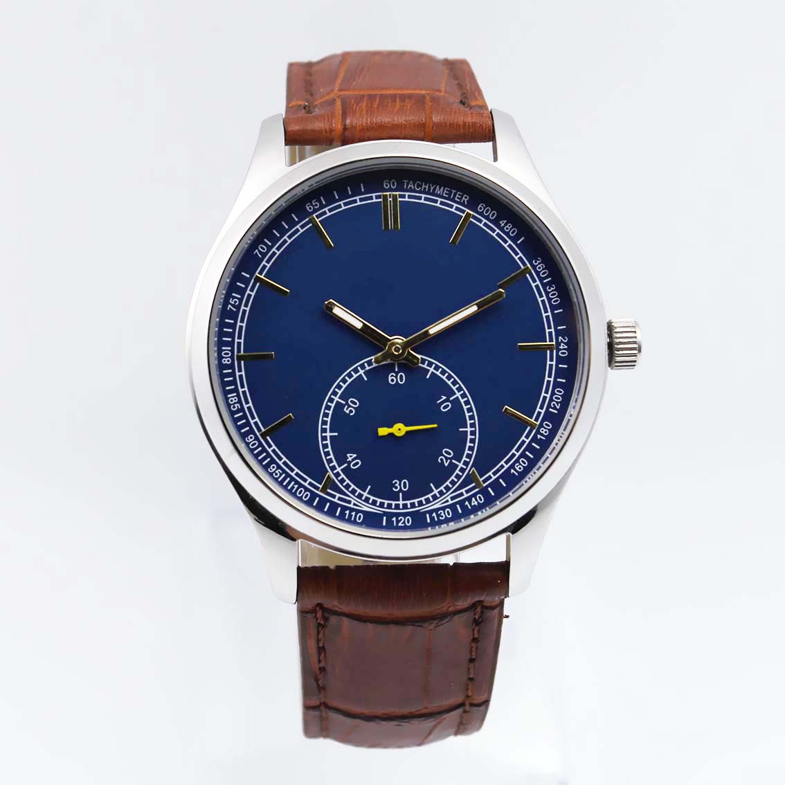 #02071Men's wristwatch quartz analog leather strap watch