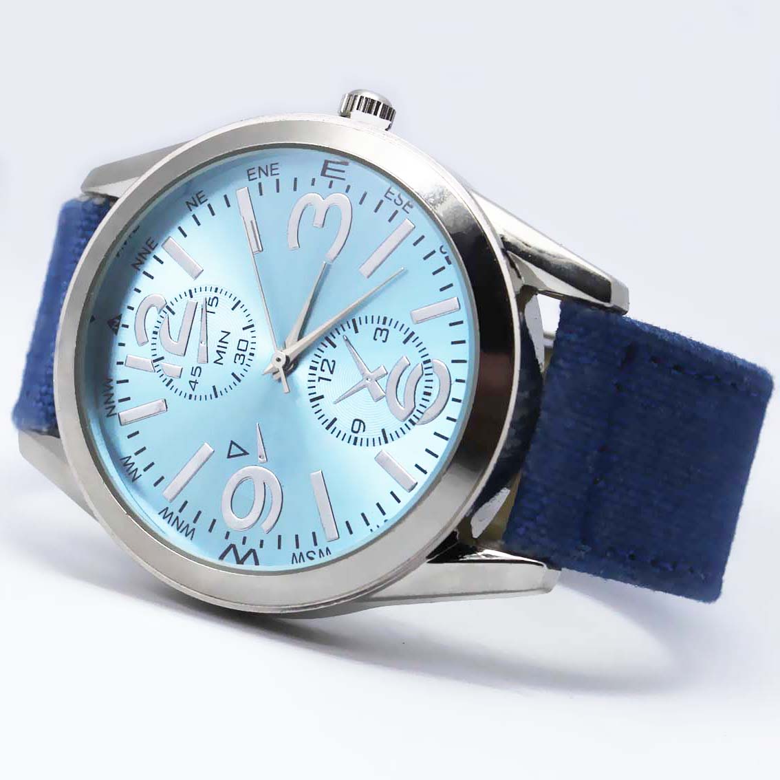 #02074Men's wristwatch quartz analog leather strap watch