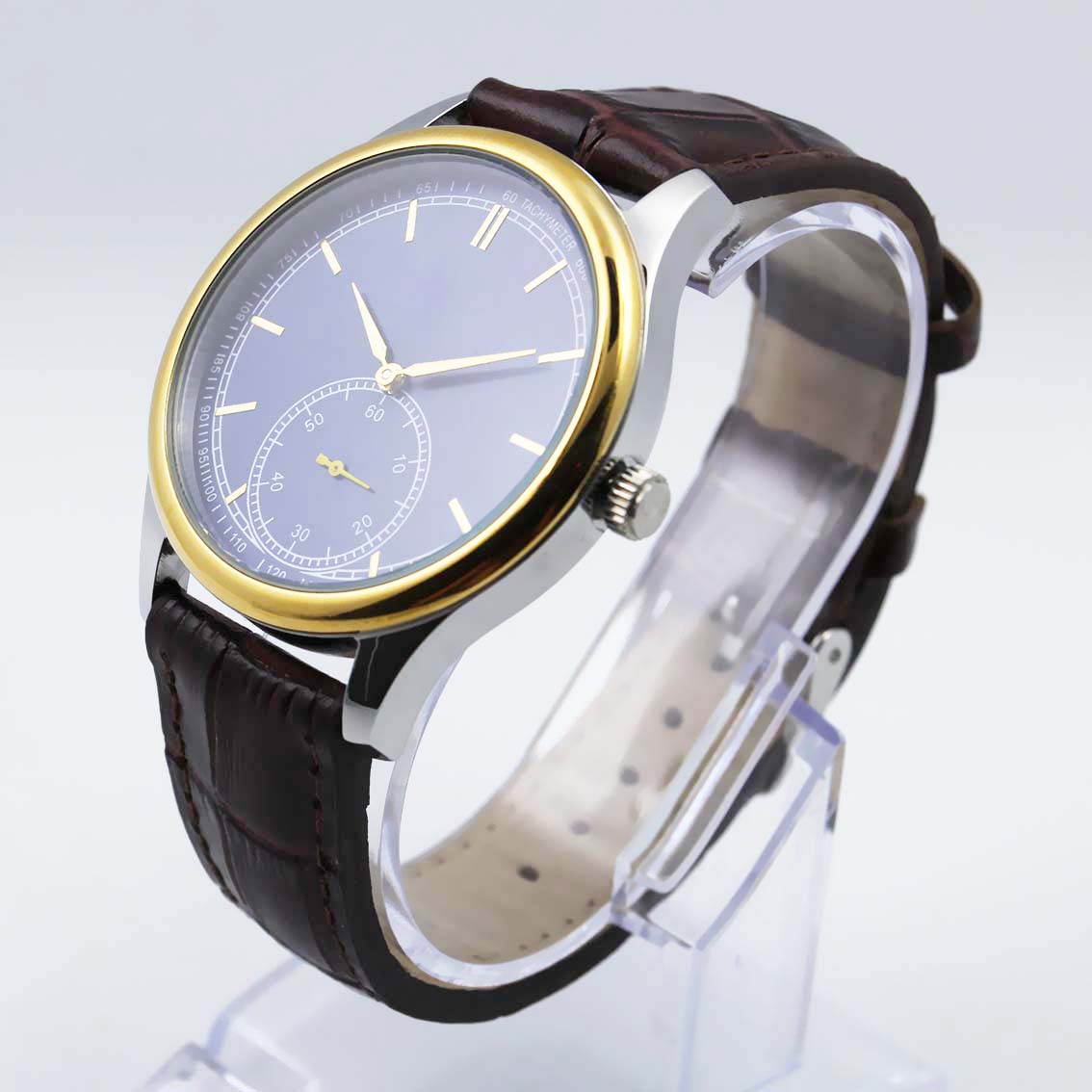 #02079Men's wristwatch quartz analog leather strap watch