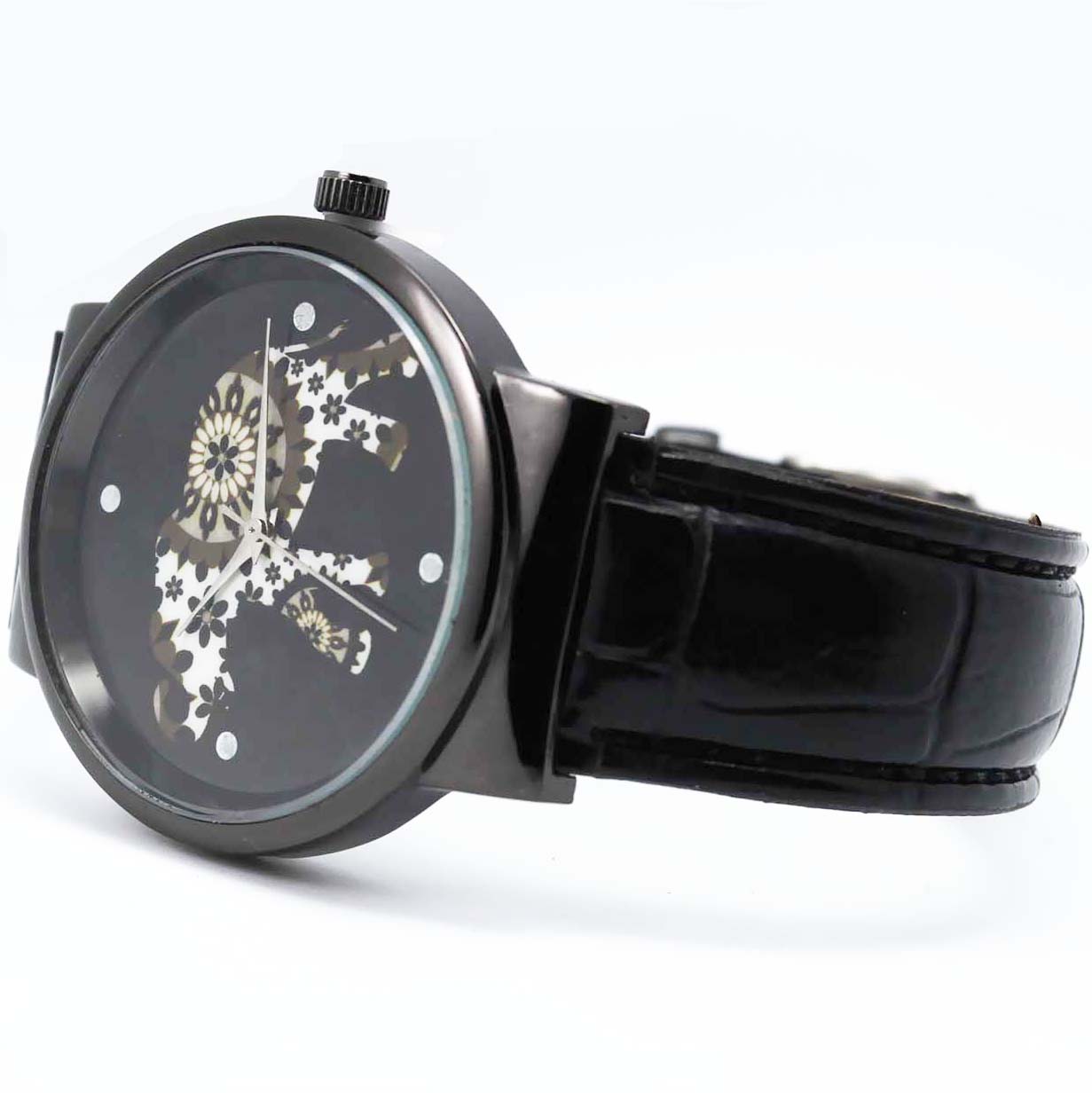 #02104Men's wristwatch quartz analog leather strap watch