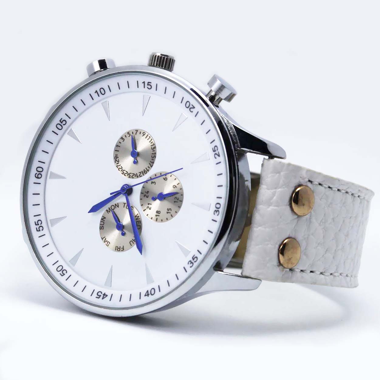 #02106Men's wristwatch quartz analog leather strap watch