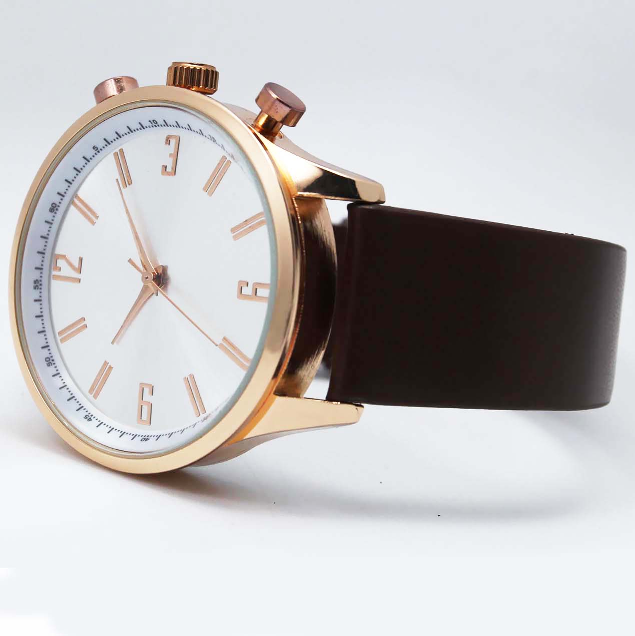 #02125Men's wristwatch quartz analog leather strap watch