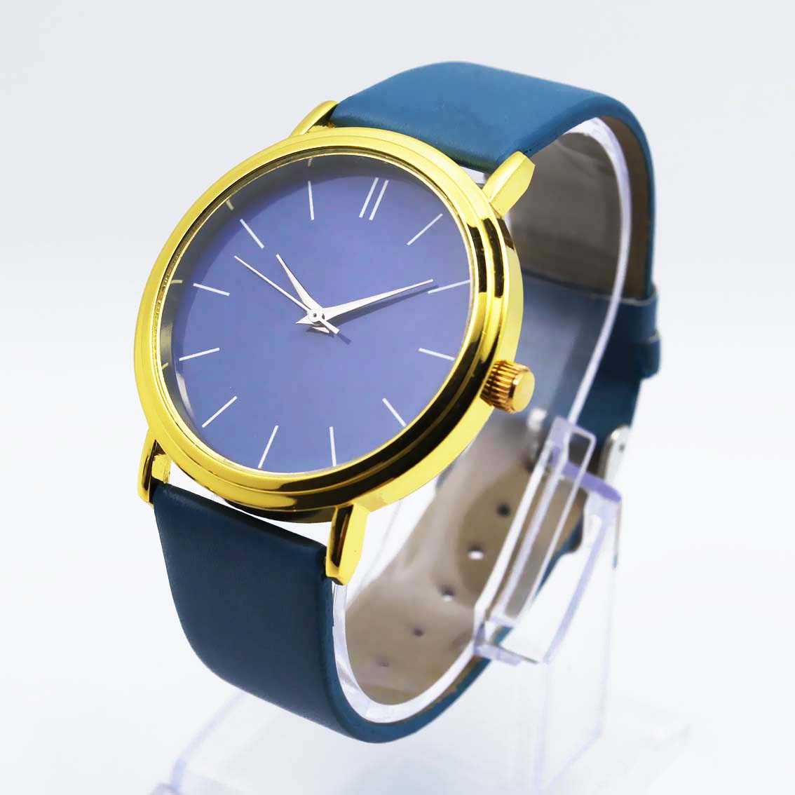 #02129Men's wristwatch quartz analog leather strap watch
