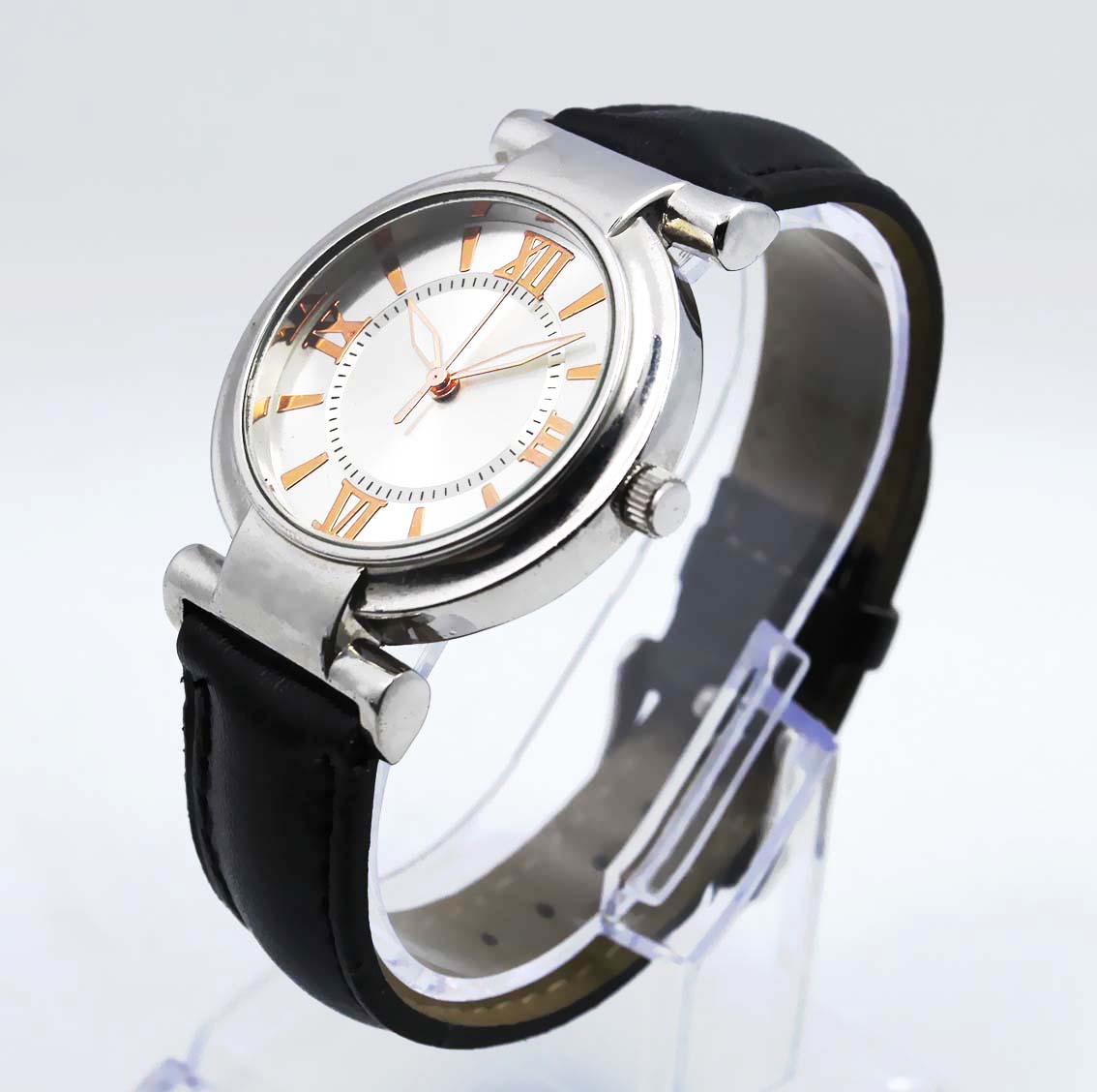 #02133Men's wristwatch quartz analog leather strap watch