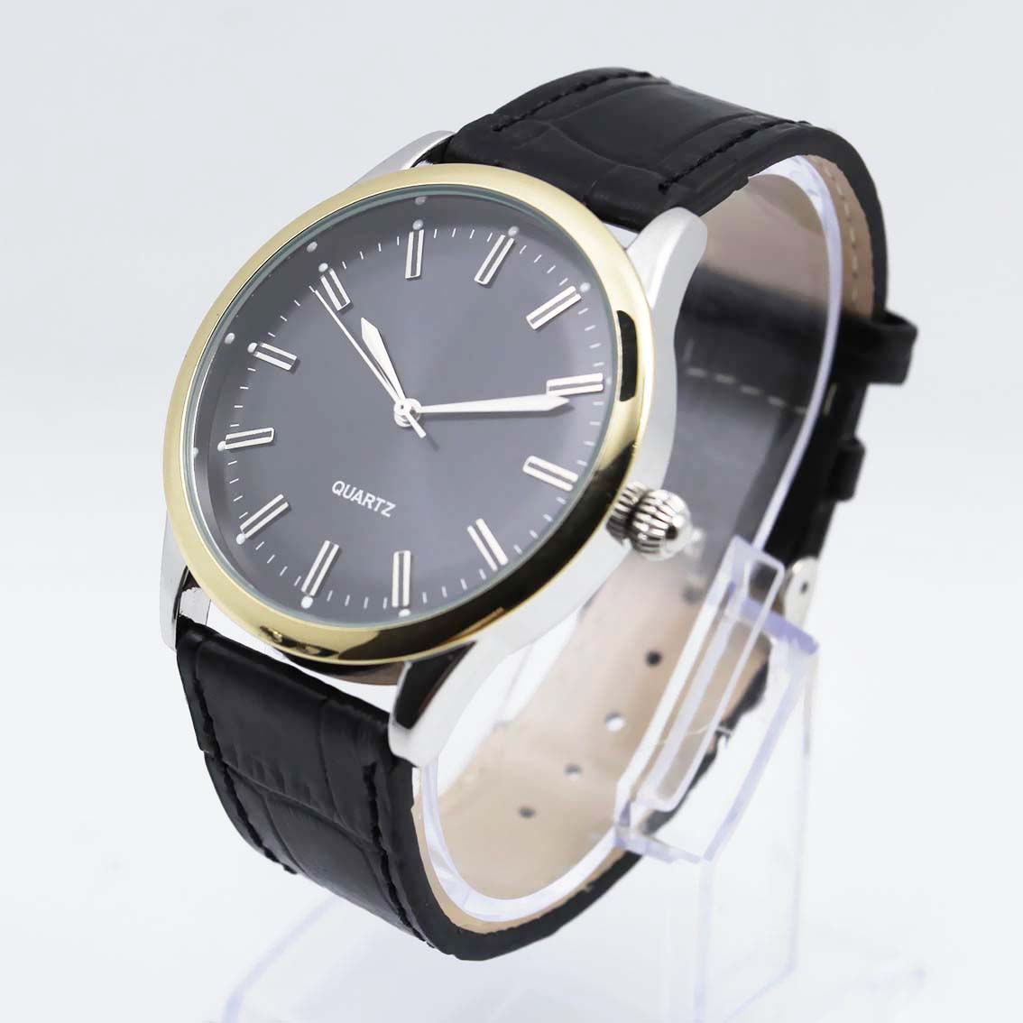 #02135Men's wristwatch quartz analog leather strap watch