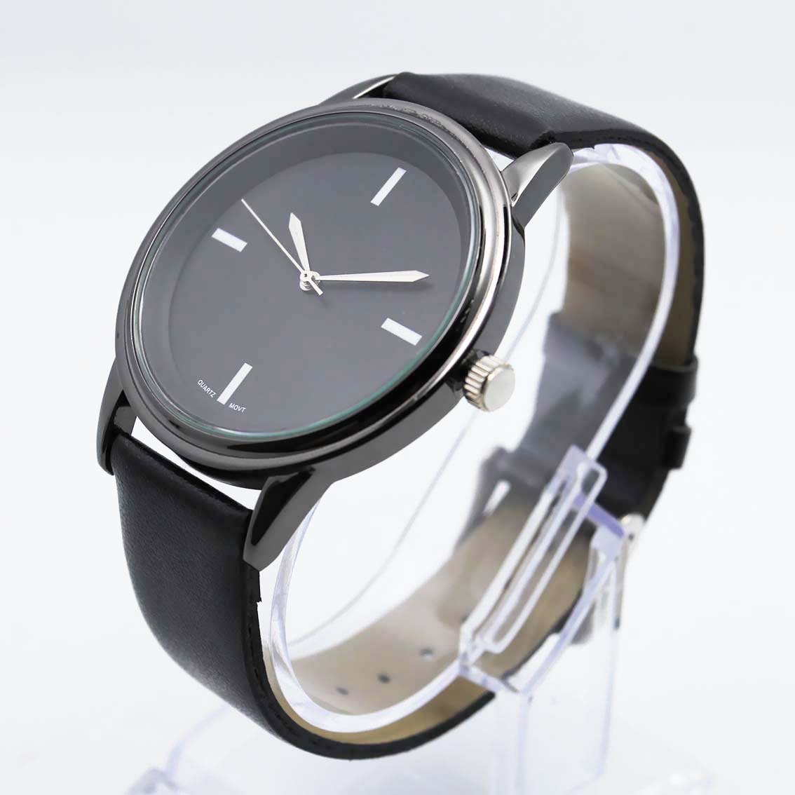 #02136Men's wristwatch quartz analog leather strap watch