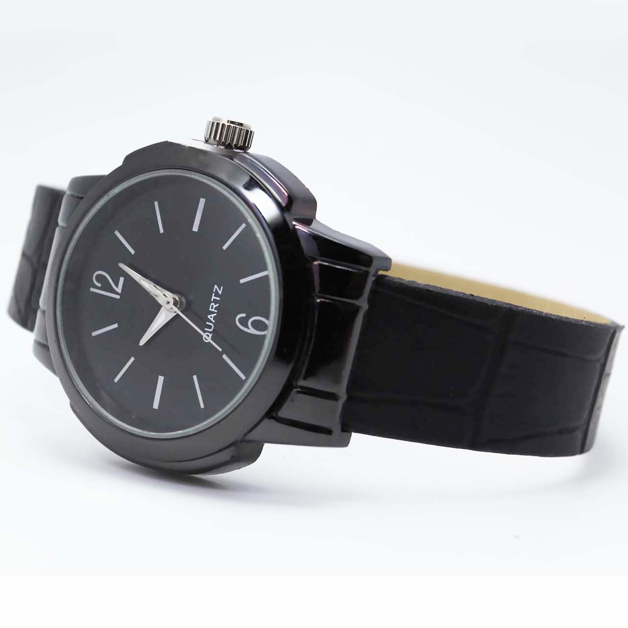 #02144Men's wristwatch quartz analog leather strap watch